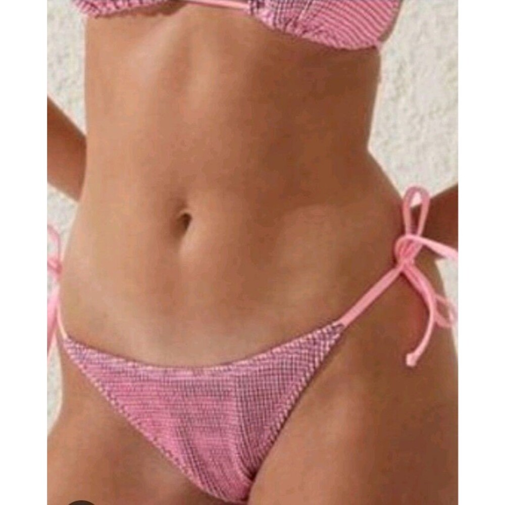 Cotton on Women's Pink Textured Tie Side Bikini Bottom Swimwear Size: XL